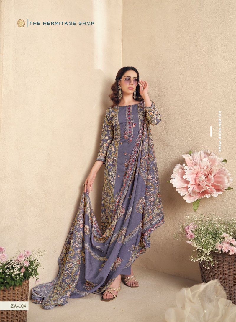 Zaira Vol 2 By Hermitage Giza Pk Embroidered Dress Material